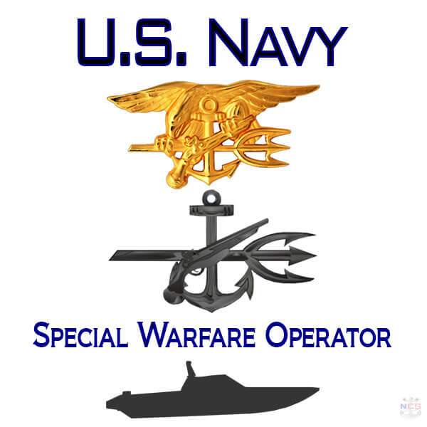 Navy Special Warfare Operator rating insignia and SEAL Trident